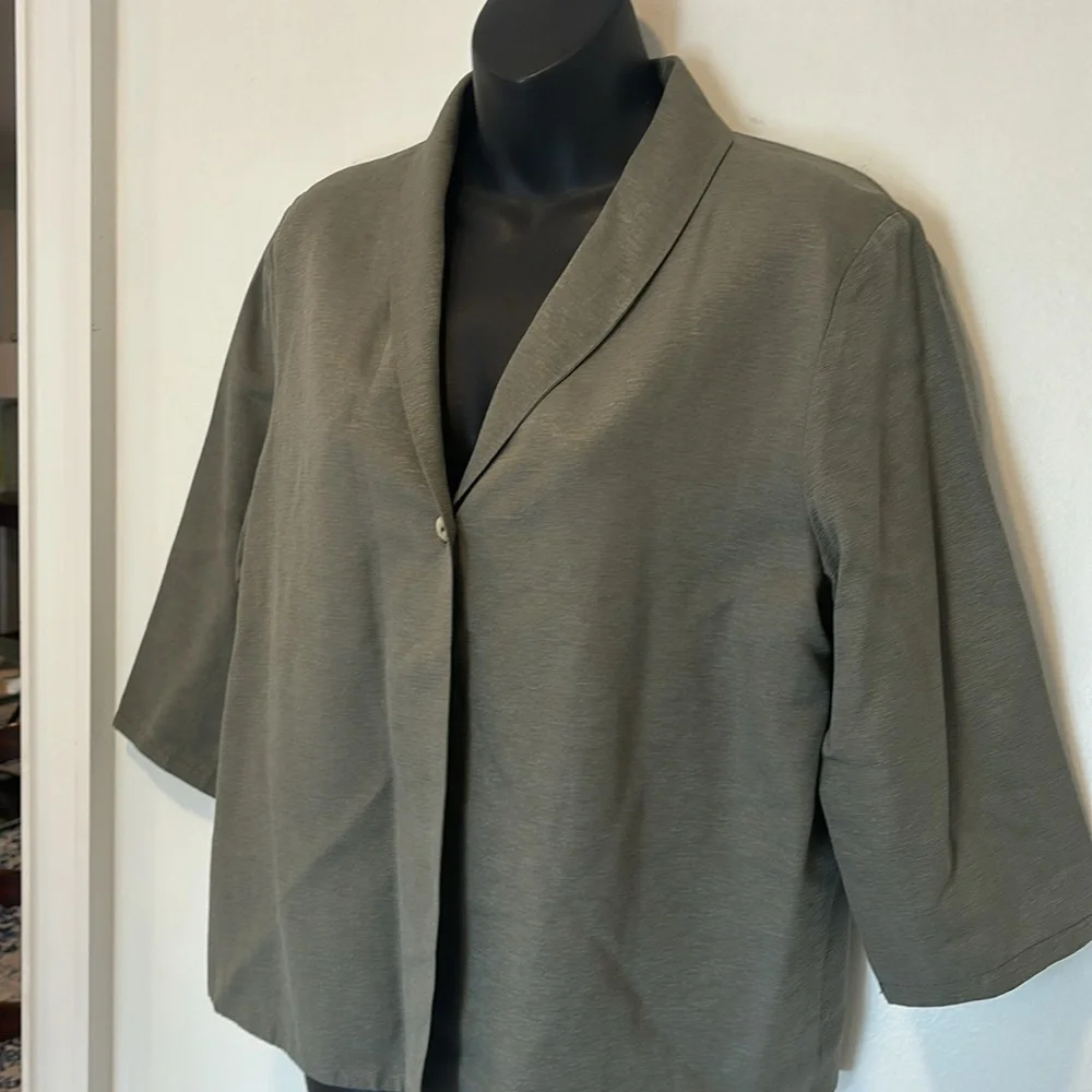 Eileen Fisher New York Silk Green Formal Jacket Size Small